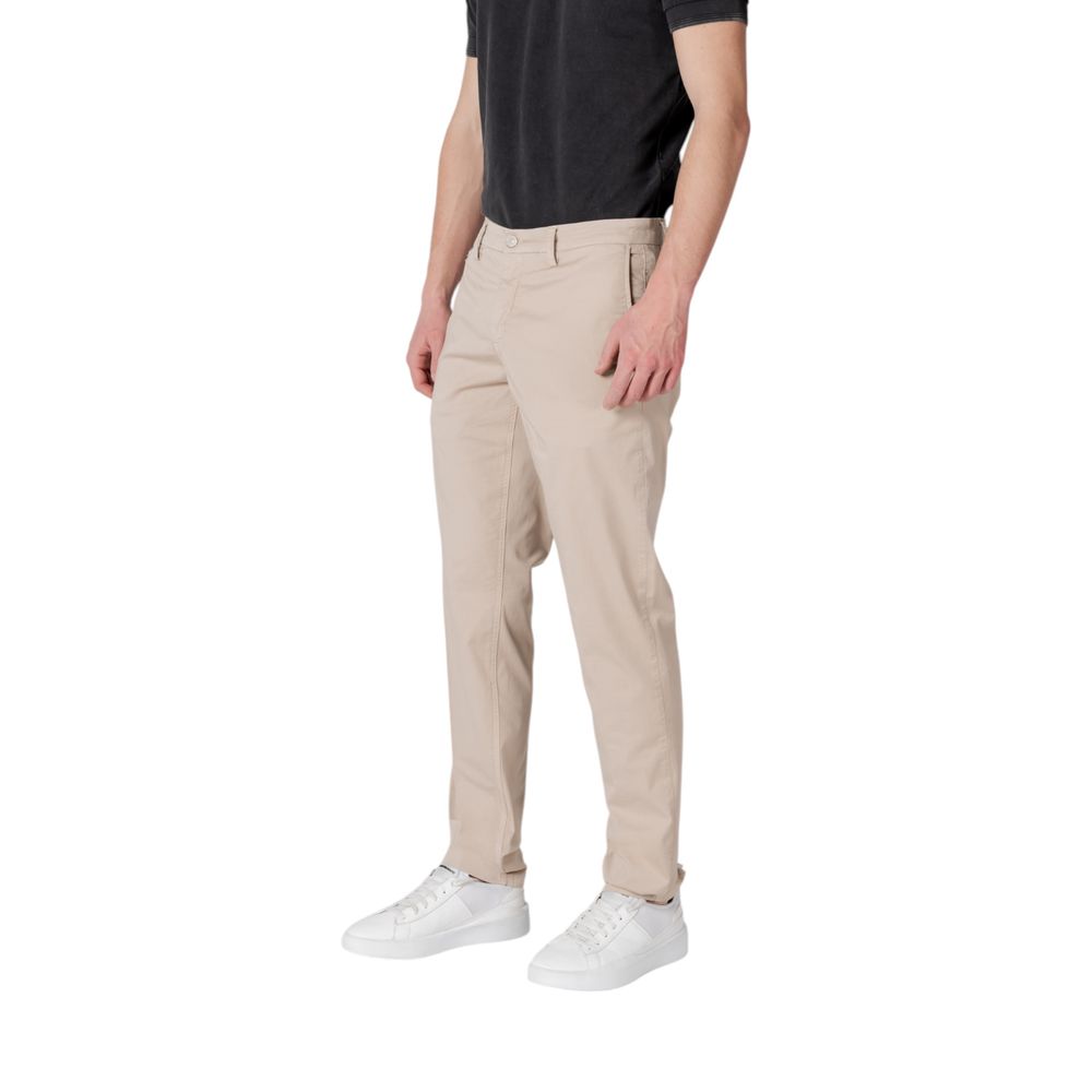 Beige Cotton Casual Pants