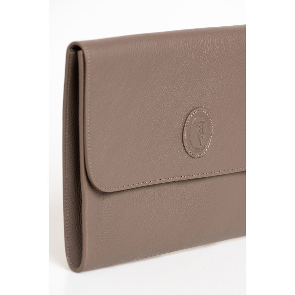 Trussardi Brown Polyester Clutch