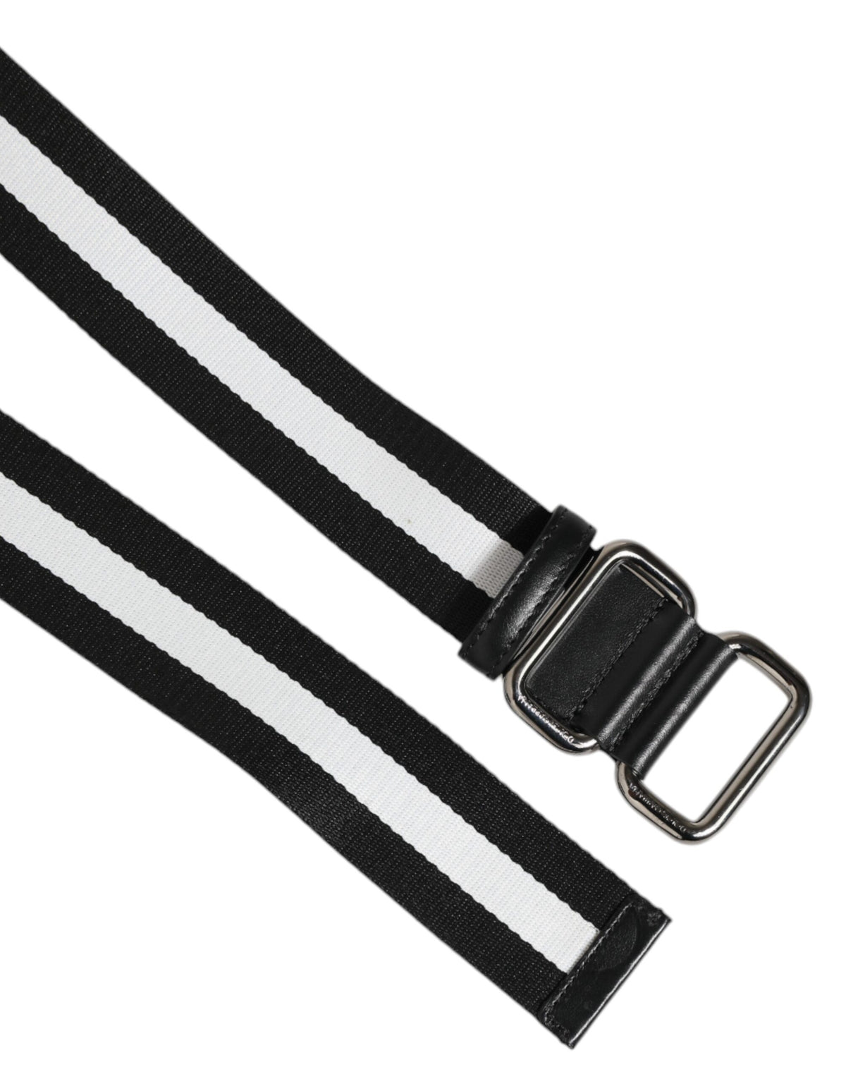 Dolce & Gabbana Black White Striped Metal Buckle Belt