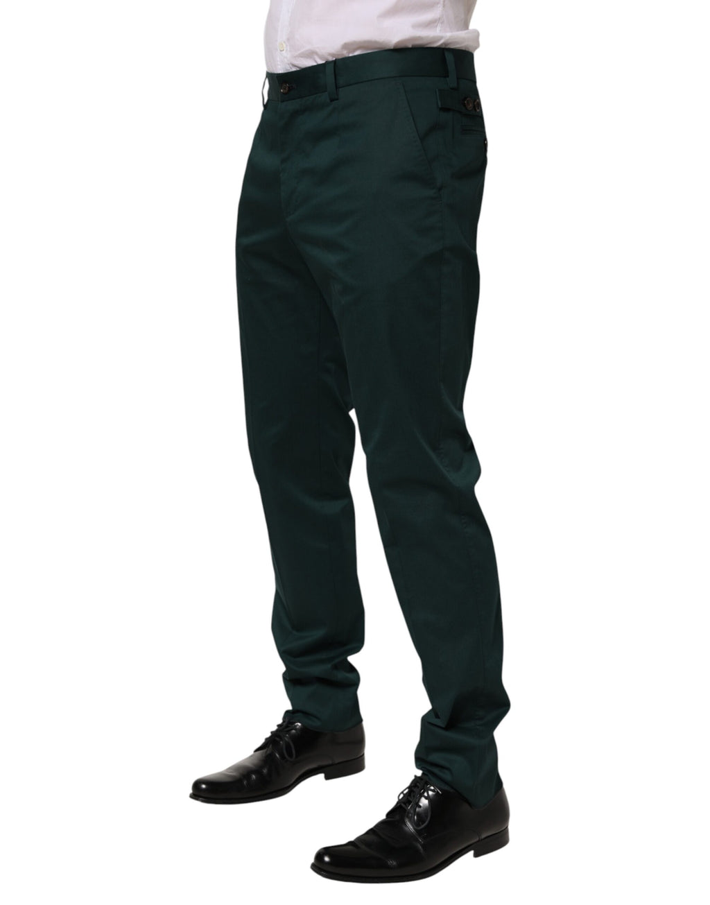 Dolce & Gabbana Green Cotton Formal Dress Trousers