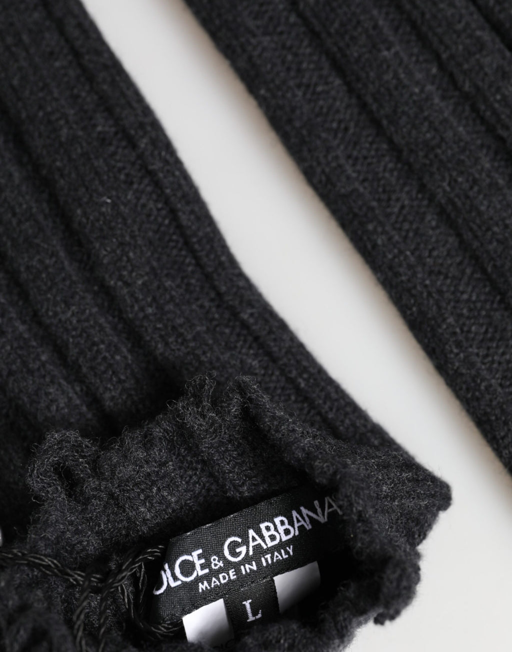Dolce & Gabbana Dark Grey Virgin Wool Knitted Fingerless Gloves
