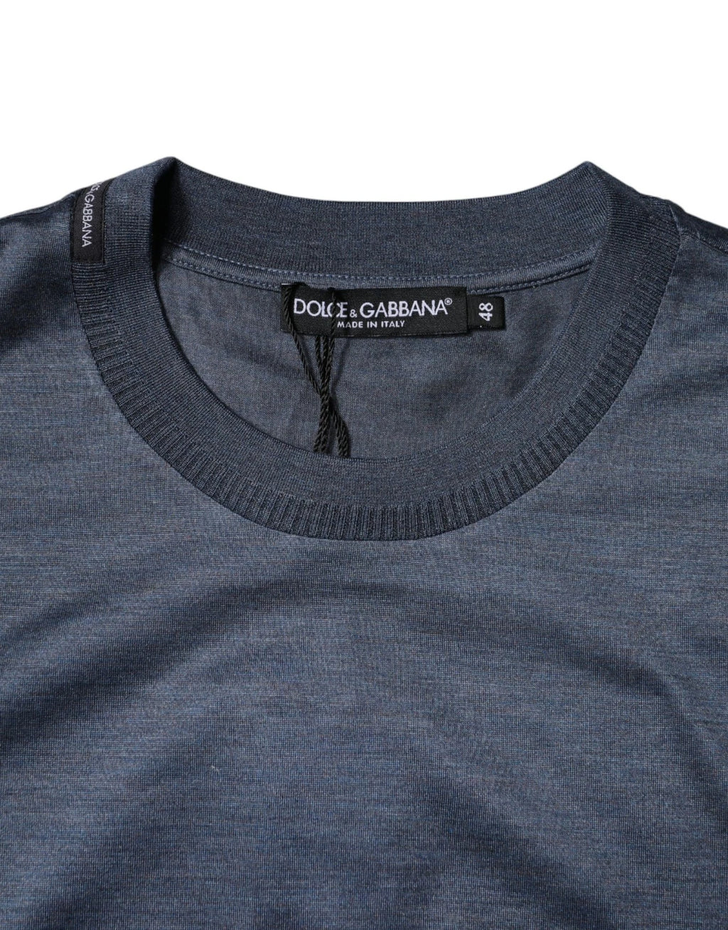 Dolce & Gabbana Blue Silk Crew Neck Short-Sleeve T-Shirt
