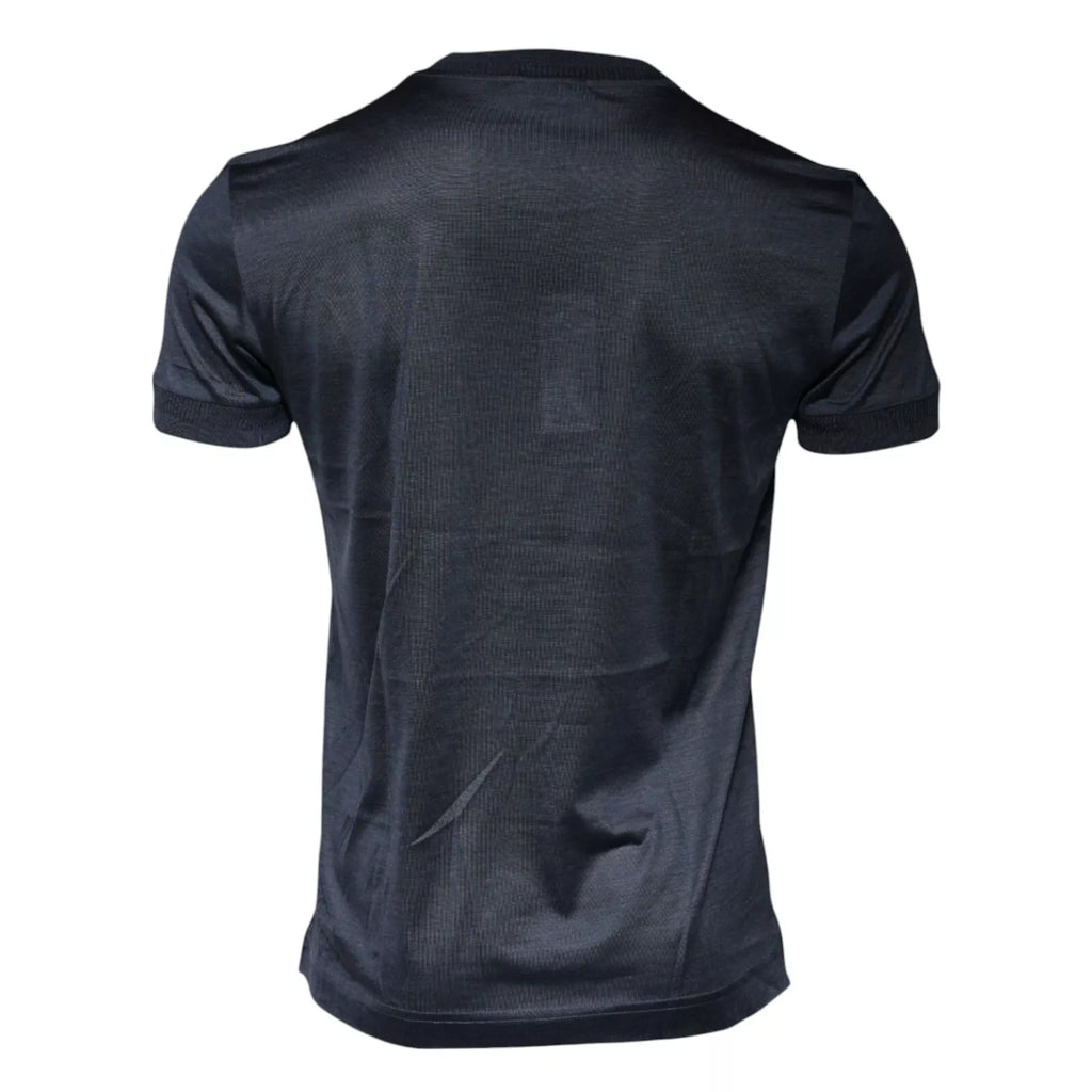 Dolce & Gabbana Blue Silk Crew Neck Short-Sleeve T-Shirt