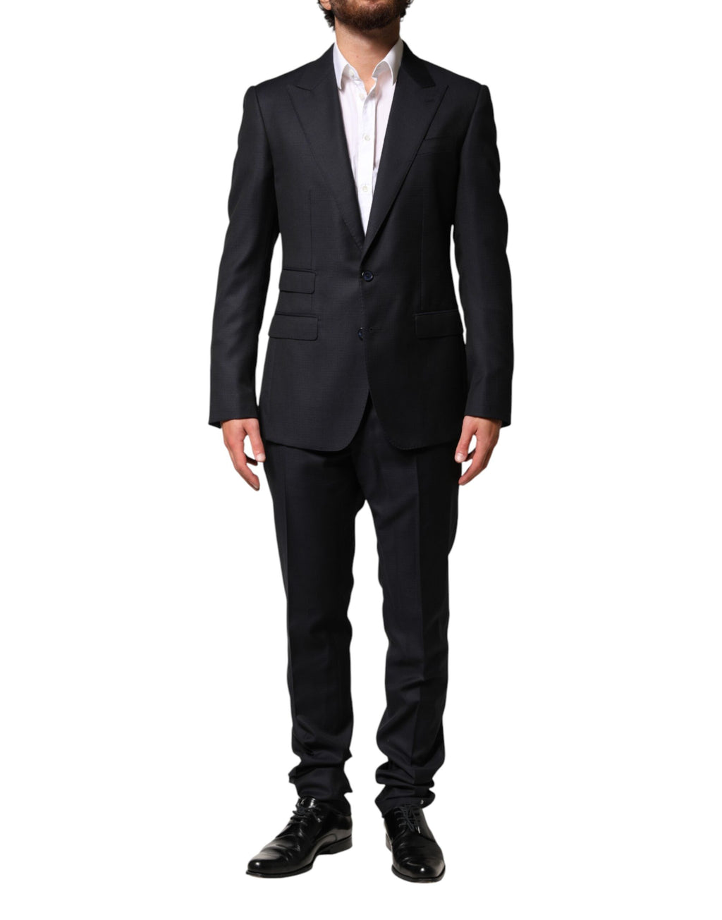 Dolce & Gabbana Dark Blue Wool Single-Breasted 2-Piece Suit