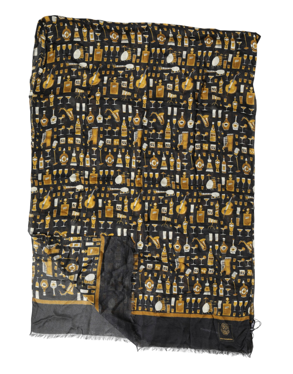 Black Jazz Club Print Neck Wrap Shawl Scarf